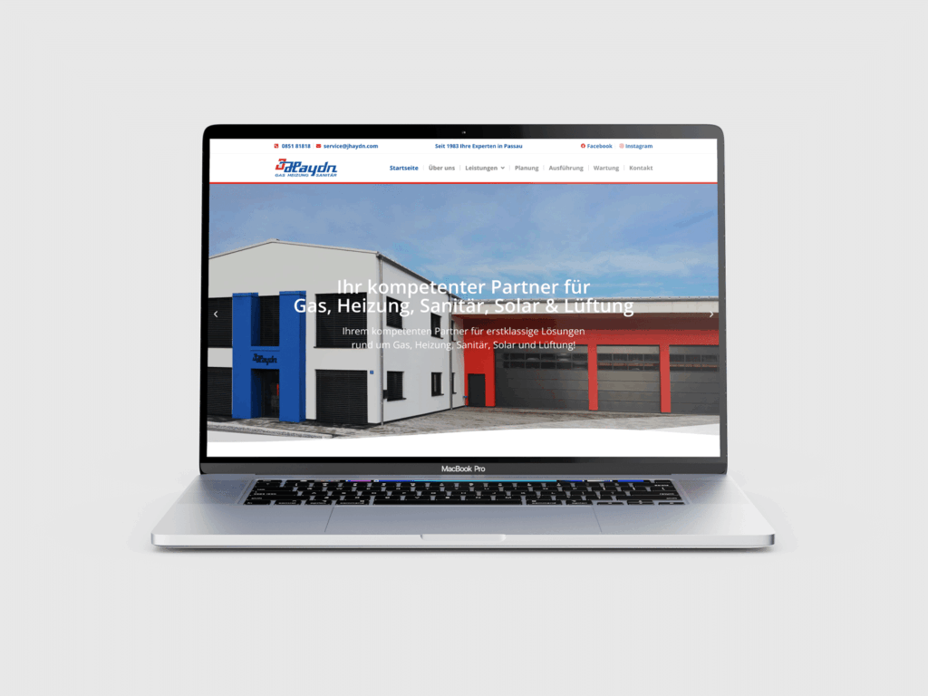 Website von J. Haydn auf einem Laptop